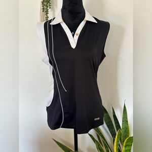 Cutter & Buck Black Sleeveless Polo Tank with White Collar, tennis or golf tank